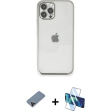 BUTİMAR'S iPhone 12 Pro Max Vadi Minimal - Siyah 3D Antistatik Cam Ekran Koruyucu + Siyah Metal Kamera Lens Koruma Cam