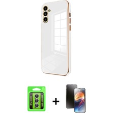 BUTİMAR'S Galaxy A25 5g Yankı Serisi - Siyah 3D Antistatik Mat Seramik Nano Ekran Koruyucu + Gümüş Raze Metal Kamera Lens