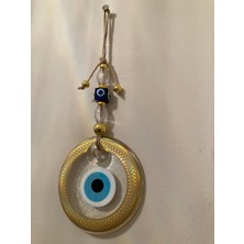 Plus Home Nazarlık Altın Yaldızlı El Işçiliği Cam Düz Model Ortaboy Çapı 10 cm