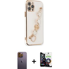 BUTİMAR'S iPhone 12 Pro Max Nova Işık Prime - Şeffaf Temperli Cam Ekran Koruyucu + Sarı Neon Fosforlu Kamera Lens