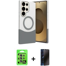 BUTİMAR'S Galaxy S25 Ultra Kozmos Form Özel Seri - Siyah 3D Antistatik Hayalet Cam Ekran Koruyucu + Natural Grey Raze Metal Kamera Lens