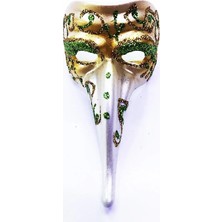 Twin Store Yeşil Renk Işlemeli Seramik Malzemeden Imal Venedik Uzun Maske Magnet