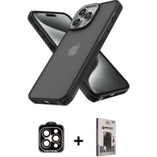 BUTİMAR'S iPhone 15 Pro Max Atlas Form - Siyah Bilvis Hayalet Cam Ekran Koruyucu + Turuncu Pvd Metal Kamera Lens