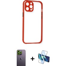 BUTİMAR'S iPhone 12 Pro Nova Asil Özel Seri - Siyah 3D Antistatik Seramik Nano Ekran Koruyucu + Yeşil Neon Fosforlu Kamera Lens