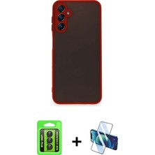 BUTİMAR'S Galaxy A15 4g Ahenk Çizgi Serisi - Siyah 3D Antistatik Cam Ekran Koruyucu + Siyah Raze Metal Kamera Lens