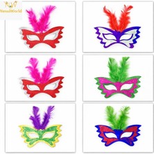 Twin Store Tüylü Renkli Karton Parti Maskesi – 6 Renk