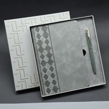Twin Store Kutulu Gri Defter Metal Kalem Seti