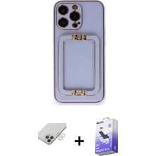 BUTİMAR'S iPhone 14 Pro Max Kozmos Minimal Prime - Siyah Bilvis 5in1 5d Magic Hayalet Cam Ekran Koruyucu + Gold Band Metal Kamera Lens