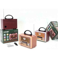 Wolawood Nostaljik Retro Radyo Bluetooth Hoparlör Fm USB Tf Kart Destekli Şarjlı Taşınabilir Dekoratif Müzik Kutusu Ahşap Desenli Premium Kaliteli Radyo