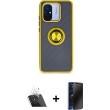 BUTİMAR'S Redmi 12C Yörünge Çizgi - Siyah 3D Antistatik Hayalet Cam Ekran Koruyucu + Şeffaf Kamera Lens Koruma Cam