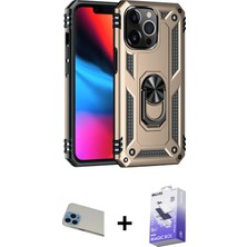 BUTİMAR'S iPhone 13 Pro Max Ahenk Klasik Koleksiyonu - Siyah Bilvis 5in1 5d Magic Hayalet Cam Ekran Koruyucu + Mavi Rainbow Kamera Lens Koruma Cam