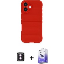 BUTİMAR'S iPhone 16 Atlas Koleksiyonu - Siyah Bilvis 5in1 5d Magic Hayalet Cam Ekran Koruyucu + Pembe Pvd Metal Kamera Lens