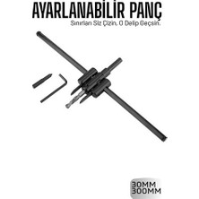 Twin Store Profesyonel Ayarlı Daire Panç Seti (30-300MM) - Tungsten Çelik Uçlu Hassas Delm