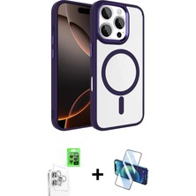 BUTİMAR'S iPhone 16 Pro Max Kıvılcım Prime - Siyah 3D Antistatik Cam Ekran Koruyucu + Beyaz Raze Metal Kamera Lens