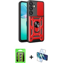 BUTİMAR'S Galaxy S25 Fe Ahenk Klasik - Siyah 3D Antistatik Seramik Nano Ekran Koruyucu + Pembe Raze Metal Kamera Lens