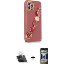 BUTİMAR'S iPhone 12 Pro Nova Işık Prime - Siyah 34D Hayalet Izgaralı Cam + Şeffaf Kamera Lens Koruma Cam