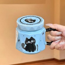 Keyfim Shop 3D Kedi Figürlü Kapaklı Kupa Bardak