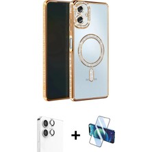 BUTİMAR'S Galaxy A06 Zirve Doku Prime - Siyah 3D Antistatik Cam Ekran Koruyucu + Gümüş Raze Metal Kamera Lens