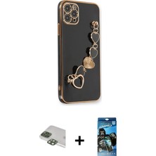 BUTİMAR'S iPhone 11 Pro Max Nova Işık Prime - Siyah 34D Izgaralı Cam + Yeşil Pers Alüminyum Kamera Lens