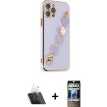 BUTİMAR'S iPhone 12 Pro Nova Işık Prime - Siyah 34D Hayalet Izgaralı Cam + Şeffaf Kamera Lens Koruma Cam