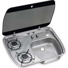 Dometic Hsg 2445 Iki Gözlü Ocak ve Eviye Kombinasyonu Cam Kapaklı 600 x 445 mm