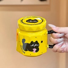 Keyfim Shop 3D Kedi Figürlü Kapaklı Kupa Bardak