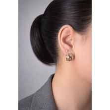 Ascera Zirkon Taşlı Gold  (2’li)  Küpe Seti – Yıldız Detaylı 316L Çelik Altın Renk Kadın Model