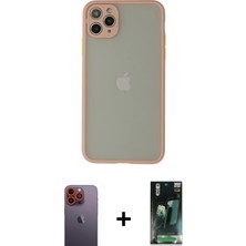 BUTİMAR'S iPhone 12 Pro Max Ahenk Çizgi Serisi - Siyah 360 Mat Full Body Arka Koruyucu + Turuncu Neon Fosforlu Kamera Lens
