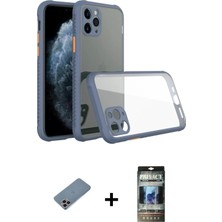 BUTİMAR'S iPhone 11 Pro Nova Asil Özel Seri - Siyah 34D Hayalet Izgaralı Cam + Gökkuşağı Shine Kamera Lens Koruma Cam