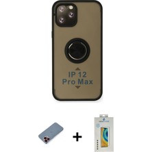 BUTİMAR'S iPhone 12 Pro Yörünge Çizgi - Siyah Polymer Nano Ekran Koruyucu + Kırmızı Metal Kamera Lens Koruma Cam