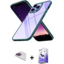 BUTİMAR'S iPhone 13 Pro Max Nova Işık Serisi - Siyah Bilvis 5in1 5d Magic Hayalet Cam Ekran Koruyucu + Gökkuşağı Pers Alüminyum Kamera Lens