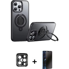 BUTİMAR'S iPhone 15 Pro Max Zirve Çizgi Prime - Siyah 3D Antistatik Hayalet Cam Ekran Koruyucu + Lacivert Pvd Metal Kamera Lens