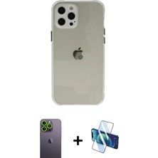 BUTİMAR'S iPhone 12 Pro Nova Asil Özel Seri - Siyah 3D Antistatik Seramik Nano Ekran Koruyucu + Yeşil Neon Fosforlu Kamera Lens