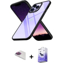 BUTİMAR'S iPhone 13 Pro Max Nova Işık Serisi - Siyah Bilvis 5in1 5d Magic Hayalet Cam Ekran Koruyucu + Gökkuşağı Pers Alüminyum Kamera Lens