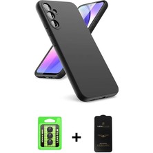 BUTİMAR'S Galaxy A24 4g Kozmos Yansıma Özel Seri - Siyah 6d Antistatik Mat Seramik Hayalet Nano Ekran Koruyucu + Siyah Raze Metal Kamera Lens