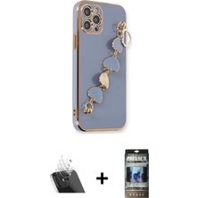 BUTİMAR'S iPhone 12 Pro Nova Işık Prime - Siyah 34D Hayalet Izgaralı Cam + Şeffaf Kamera Lens Koruma Cam