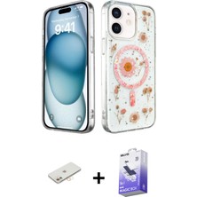 BUTİMAR'S iPhone 12 Kozmos Doku - Siyah Bilvis 5in1 5d Magic Hayalet Cam Ekran Koruyucu + Yeşil Renkli Kamera Lens Koruma Cam