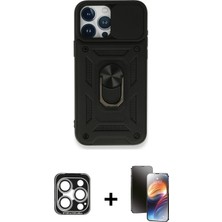 BUTİMAR'S iPhone 15 Pro Max Ahenk Klasik - Siyah 3D Antistatik Mat Seramik Nano Ekran Koruyucu + Gümüş Pvd Metal Kamera Lens