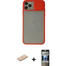 BUTİMAR'S iPhone 11 Pro Max Vadi Çizgi - Siyah 34D Hayalet Izgaralı Cam + Mavi Renkli Kamera Lens Koruma Cam