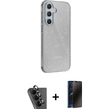 BUTİMAR'S Galaxy A25 5g Yankı Doku Prime - Siyah 3D Antistatik Hayalet Cam Ekran Koruyucu + Siyah Valdez Metal Kamera Lens