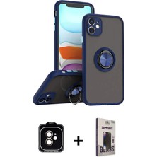 BUTİMAR'S iPhone 11 Yörünge Çizgi - Siyah Bilvis Hayalet Cam Ekran Koruyucu + Turuncu Pvd Metal Kamera Lens