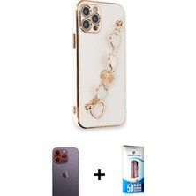 BUTİMAR'S iPhone 12 Pro Max Nova Işık Prime - Siyah 5d Eko Cam Ekran Koruyucu + Turuncu Neon Fosforlu Kamera Lens