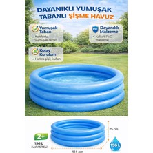 SAYICI Kids Çocuk Havuzu Yumuşak Tabanlı Şişme 114X25 cm – 156L Dayanıklı Pvc Mavi Havuz 2+ Yaş