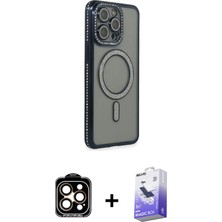 BUTİMAR'S iPhone 15 Pro Max Zirve Doku Prime - Siyah Bilvis 5in1 5d Magic Hayalet Cam Ekran Koruyucu + Turuncu Pvd Metal Kamera Lens