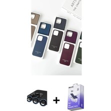 BUTİMAR'S iPhone 15 Pro Max Pusula Modern - Siyah Bilvis 5in1 5d Magic Hayalet Cam Ekran Koruyucu + Lacivert Raze Metal Kamera Lens