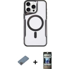 BUTİMAR'S iPhone 11 Pro Max Yadigar Klasik Özel Seri - Siyah 34D Hayalet Izgaralı Cam + Gökkuşağı Shine Kamera Lens Koruma Cam