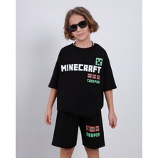 ButumiKids Erkek Çocuk Karakter Baskılı Bisiklet Yaka Pamuklu T-Shirt Şort Alt Üst Takım