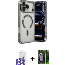 BUTİMAR'S iPhone 17 Pro Max Nova Işık Özel Seri - Siyah 360 Mat Full Body Arka Koruyucu + Gümüş Bilvis Titan Kamera Lens