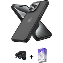 BUTİMAR'S iPhone 15 Pro Max Atlas Form - Siyah Bilvis 5in1 3D Magic Cam Ekran Koruyucu + Lacivert Raze Metal Kamera Lens