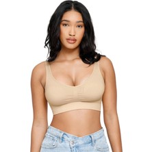 YMÇ Premium Ultra Esnek Yumuşak Dokulu Gün Boyu Konfor Sunan Pedsiz Seamless Spor Sütyen (Pedsiz)